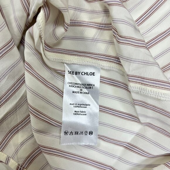 $455 NOWT See By Chloé Floral Stripe Top Blouse Size 38 - Picture 10 of 13
